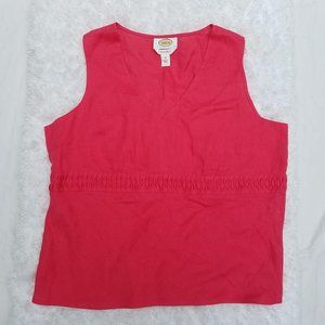 Talbots Fresh Linen Red Sleeveless Top Sz 14